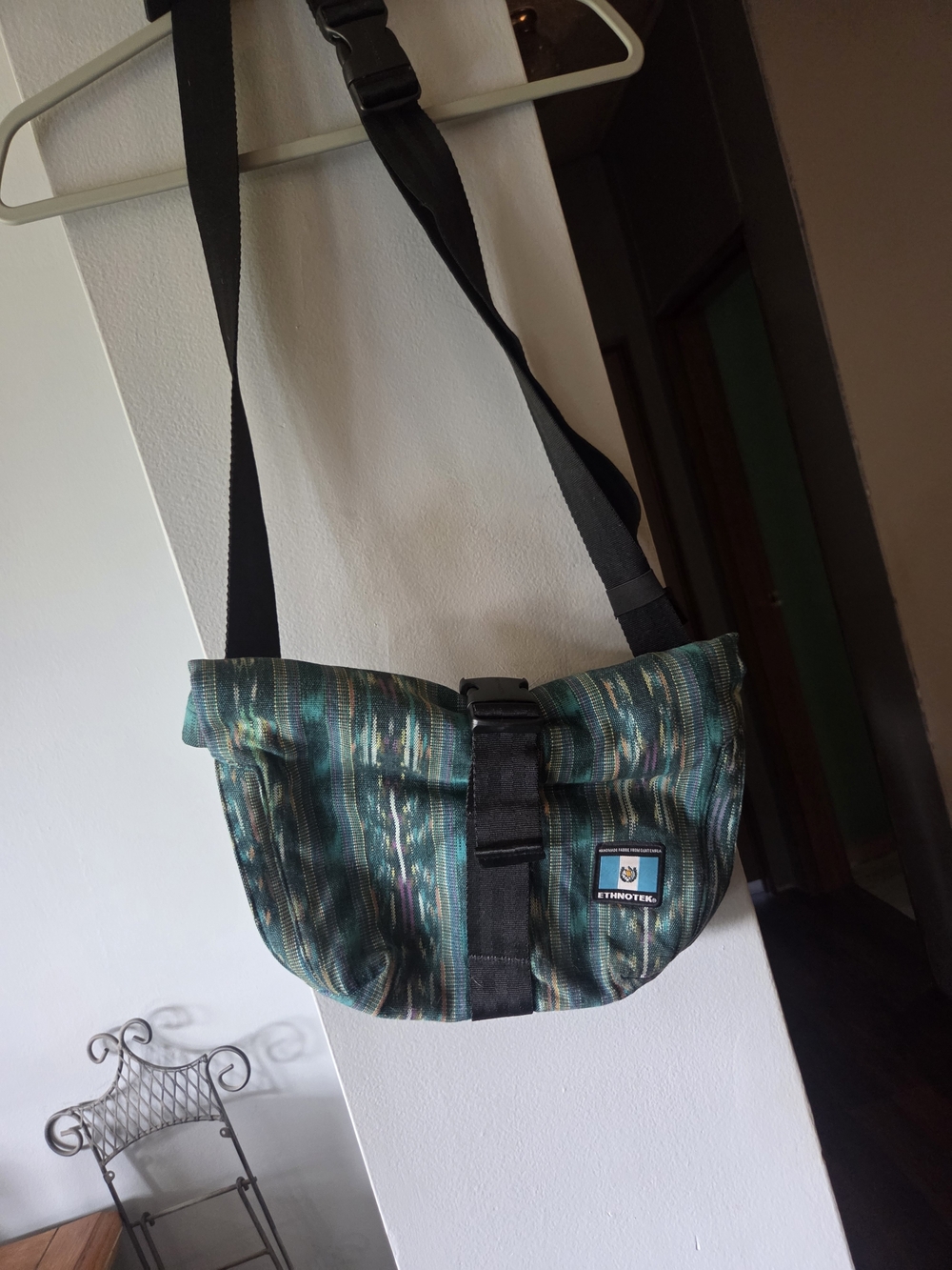 Ethnotek Green Patterned Cyclosling Bag, Wallet, Accessories Pouch Bundle